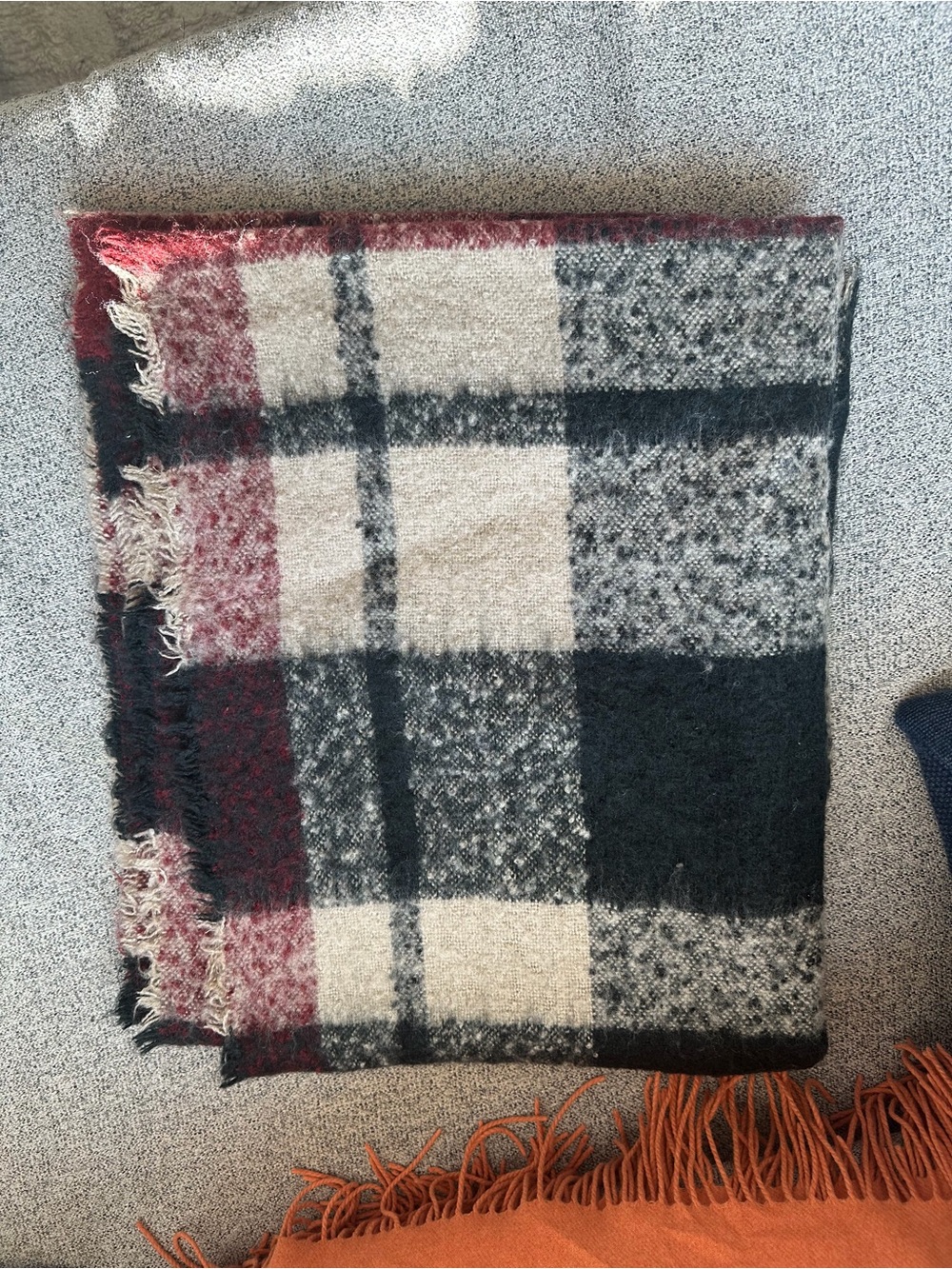 Zara Plaid Throw - Black, Cream & Wine